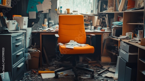 A Messy, Abandoned Office Space photo