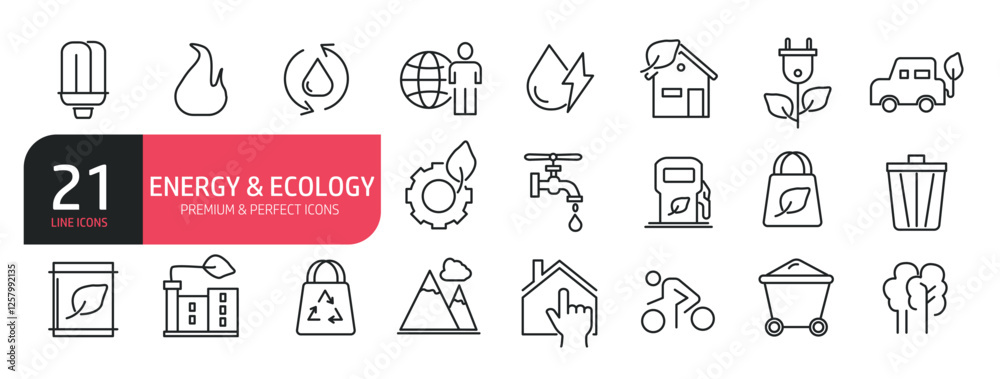 Set of line icons related to battery, nature, sun, solar panel. Outline icons collection. Editable stroke. Vector illustration. Set of line icons related to battery, nature, sun, solar panel. Outline icons collection. Editable stroke. Vector illustration.
