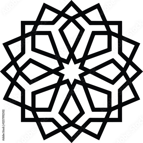 Traditional geometric Islamic mandala on a white background 