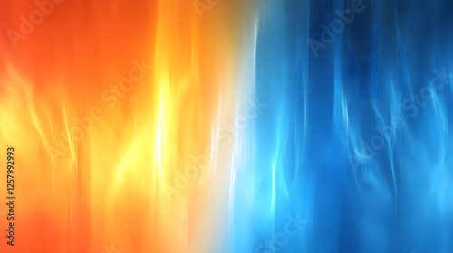 Abstract fiery orange and icy blue gradient background image with vertical flowing lines and vibrant color contrast