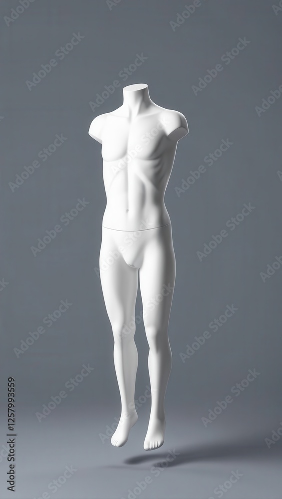 A blank mannequin torso for fashion display in a minimalist setting. A blank mannequin torso for fashion display in a minimalist setting.