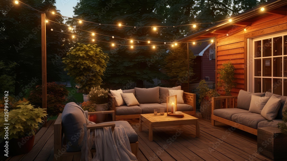 Fototapeta premium lights wood patio