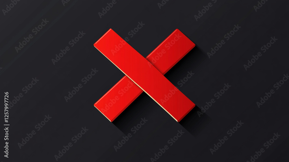 Obraz premium red wrong cross on a black background