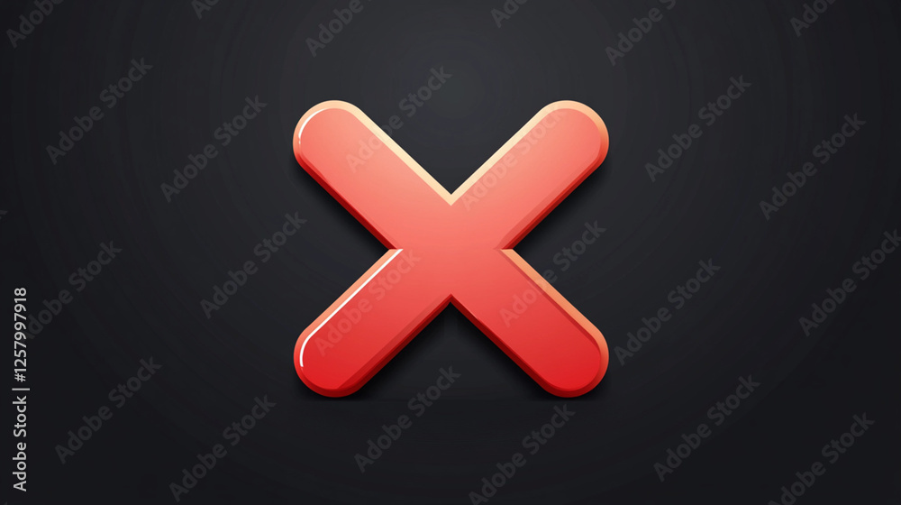 Obraz premium red wrong cross on a black background