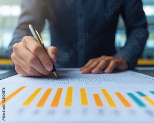 A person analyzing business data with graphs and charts, highlighting trends and insights for better decision-making.