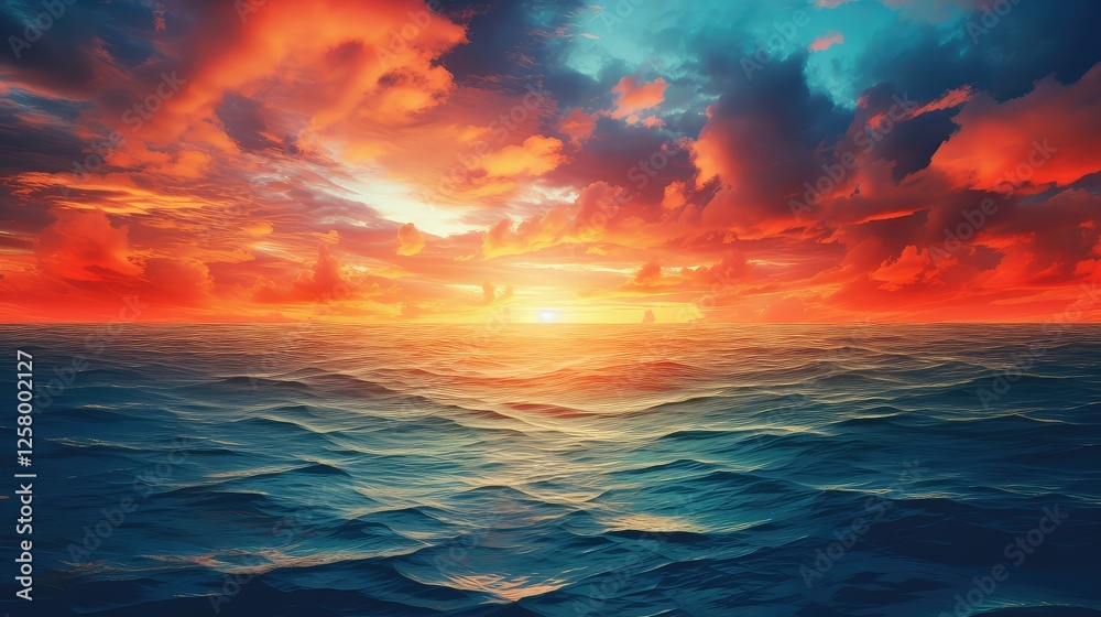 Obraz premium sky digital orange and blue