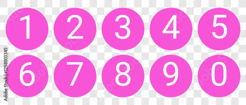 Numbers in a pink circle with solid fill. Vector illustration. EPS file