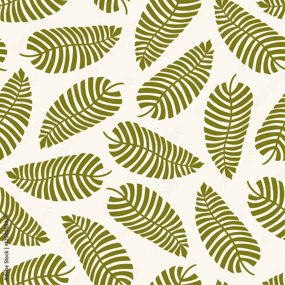 Fototapeta premium Seamless vector pattern with green palm branches. Tropical ornament
