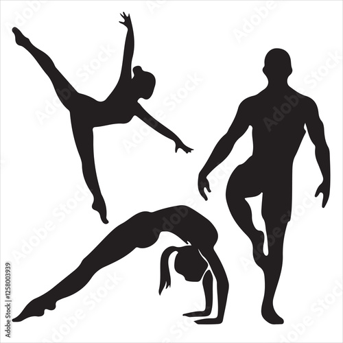 set of vector icon gymnast silhouette	
