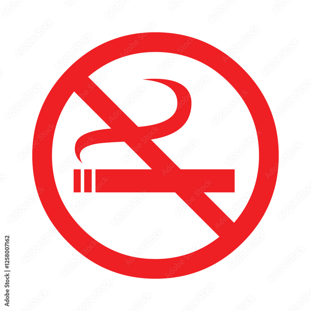 The vector icon of a minimalist no smoking sign in red color clearly communicates the prohibition of smoking in public areas effectively.
The vector icon of a minimalist no smoking sign in red color clearly communicates the prohibition of smoking in public areas effectively.