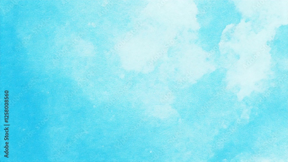Obraz premium 淡い手描きの水彩風の素材 背景素材 ブルー 水色 背景素材 16:9サイズ AI生成素材