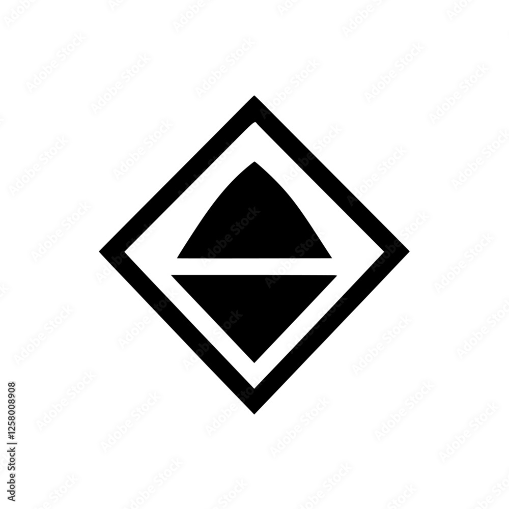 Minimalist geometric abstract logo design with a rhombus in a dark line style, a white background. Minimalist geometric abstract logo design with a rhombus in a dark line style, a white background.