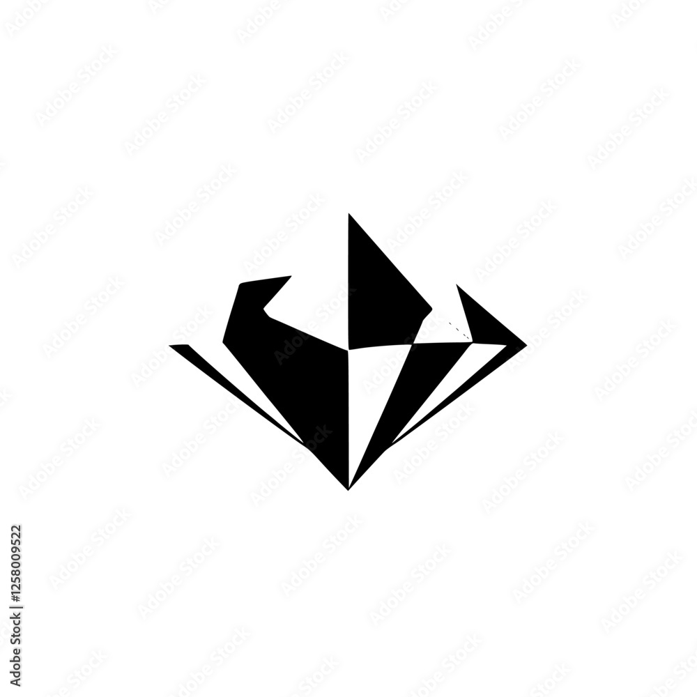 Abstract monochrome geometric diamond shape against a white backdrop, minimalist art. Abstract monochrome geometric diamond shape against a white backdrop, minimalist art.