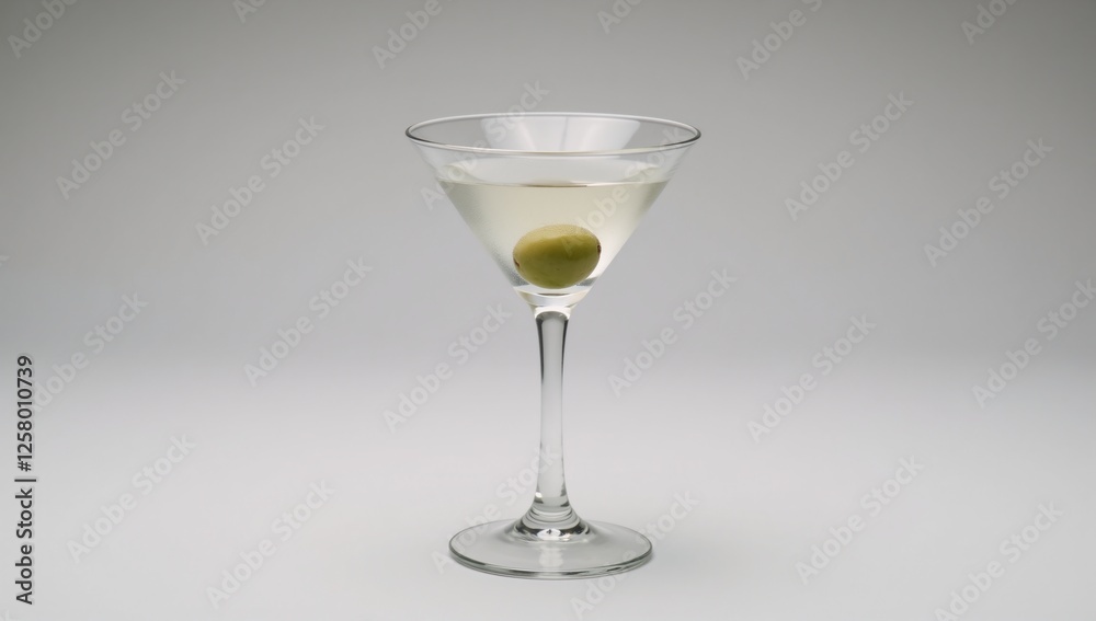 Classic Martini glass filled with olives against a clean white backdrop representing iconic cocktail imagery Classic Martini glass filled with olives against a clean white backdrop representing iconic cocktail imagery