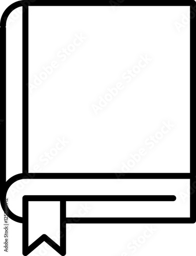 Clean line art book icon with a bookmark. Perfect for educational websites, apps, or any project needing a simple, elegant book symbol.  Versatile design suitable for various applications.