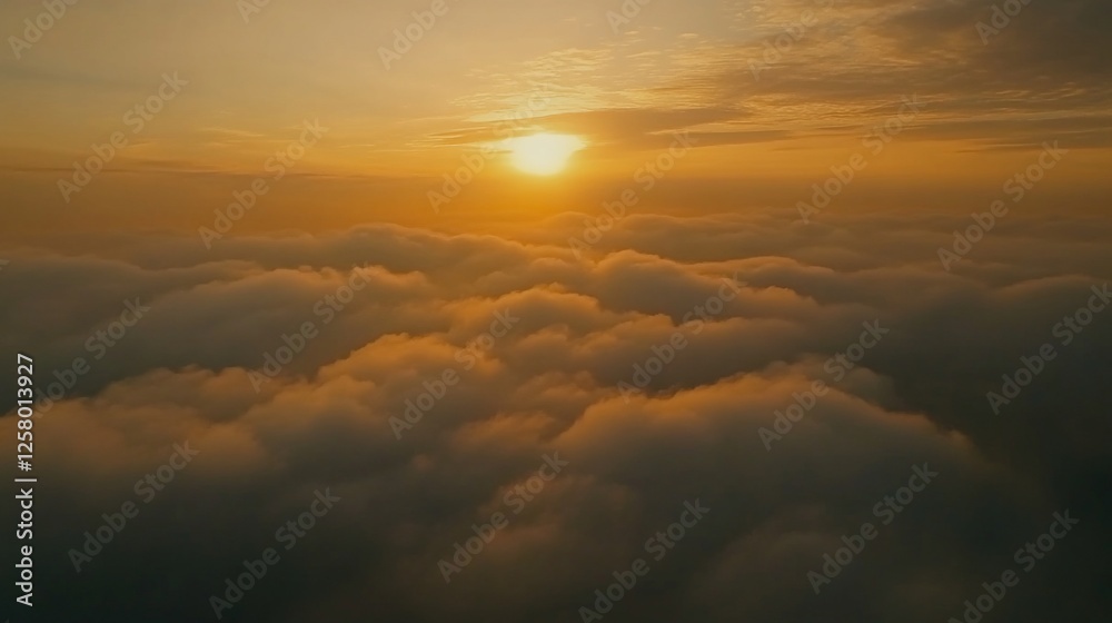 Golden Hour Above the Clouds: An Aerial View of a Sunset Golden Hour Above the Clouds: An Aerial View of a Sunset