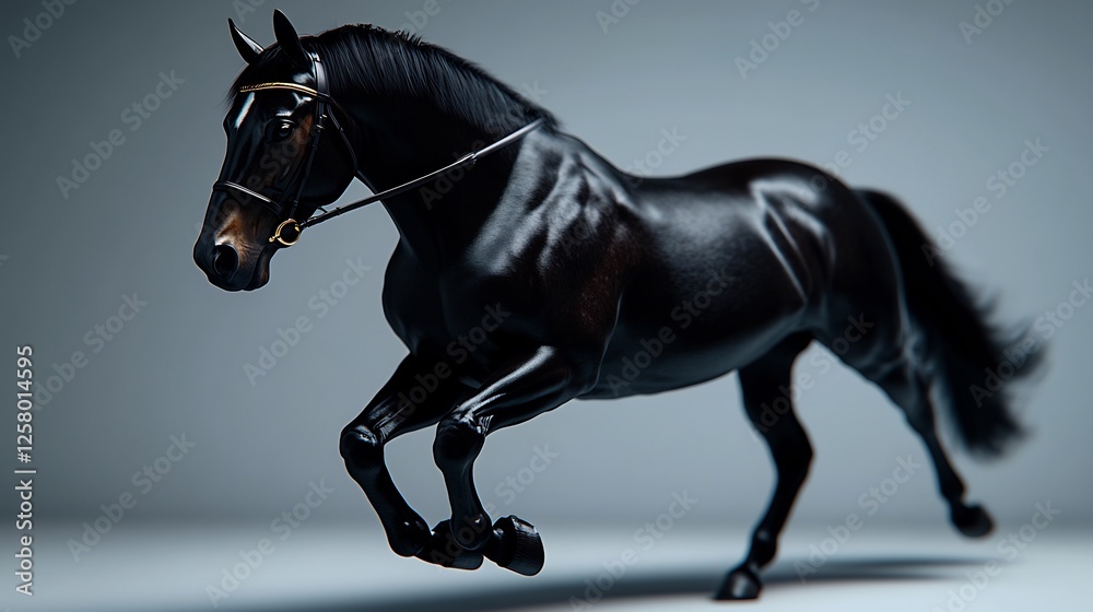 Dynamic Silhouette of a Black Equestrian Horse Dynamic Silhouette of a Black Equestrian Horse