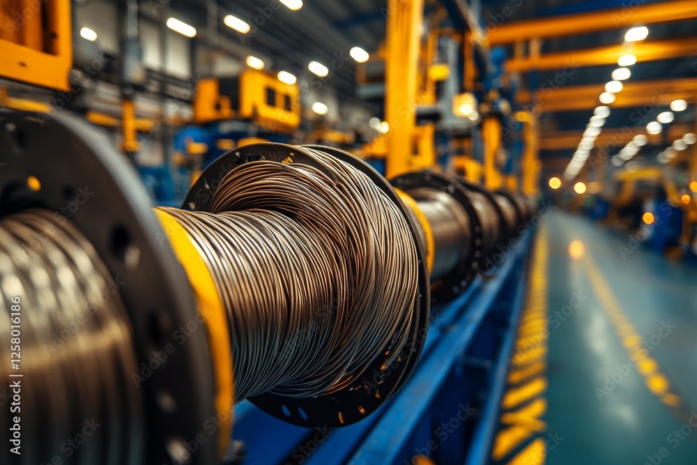 Obraz premium Factory production, wire coils. Generative AI