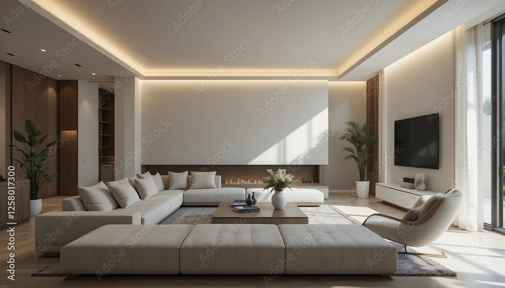 Fototapeta premium Modern Minimalist Living Room Ideas: Sleek, Simple & Stylish