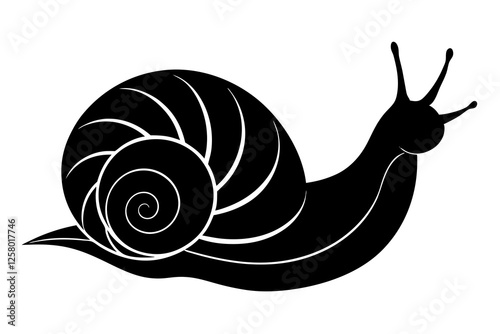 Snail silhouette vector art illustration, graphic design, isolated icon, snail clipart