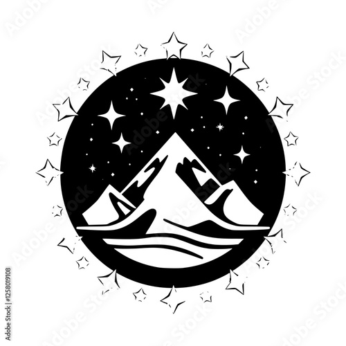 Black and White Mountain Night Sky