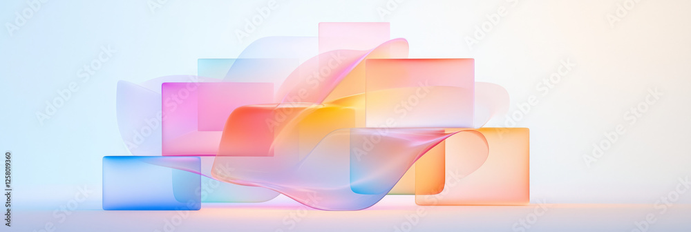 Fototapeta premium An abstract composition featuring delicate, refractive cubes swirling and interlocking, each edge