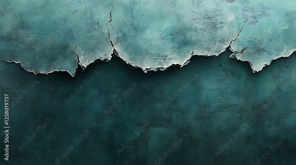 Obraz premium Abstract Teal Textured Background Deeply Cracked Surface. AI Generated