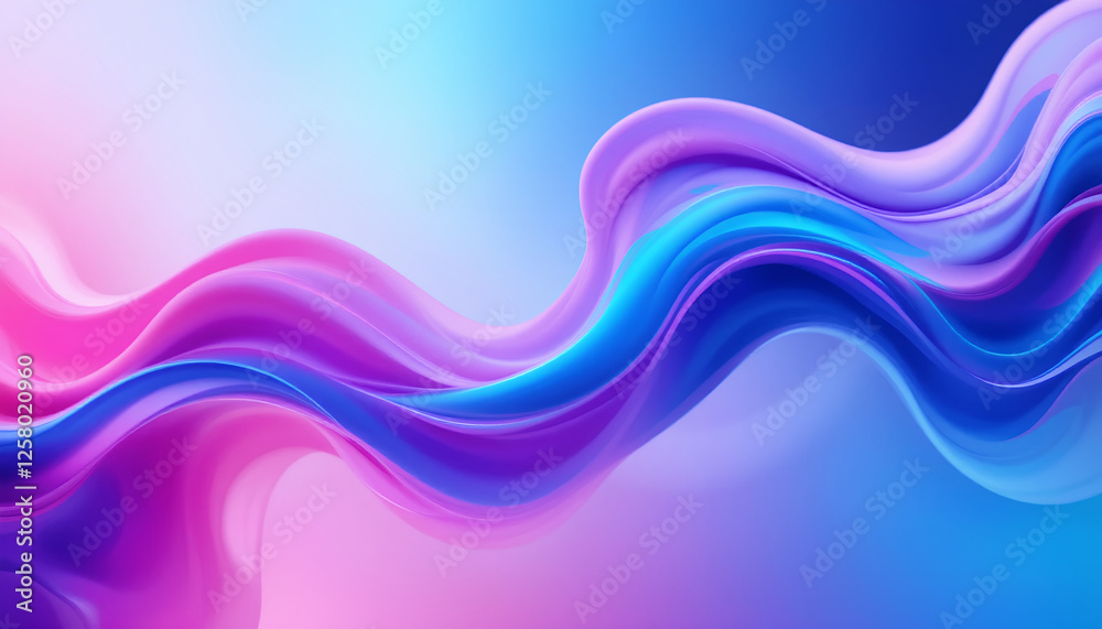 Naklejka premium A vibrant abstract background with flowing shapes in electric blue, neon pink, and soft purple, featuring a smooth gradient effect, ideal for modern web design and digital projects.