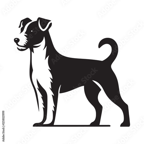 Well-defined Jack Russell Terrier silhouette showing its playful side - Jack Russell Terrier illustration - minimal Jack Russell Terrier vector - dog silhouette
