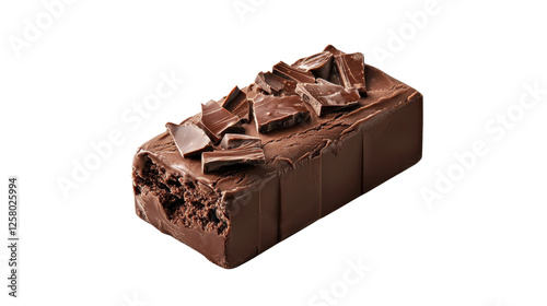 Chocolate bar with chunks, white isolate background photo