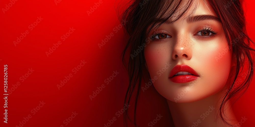 Fototapeta premium Vibrant Red Solid Color: High-Impact Minimalist Aesthetic 