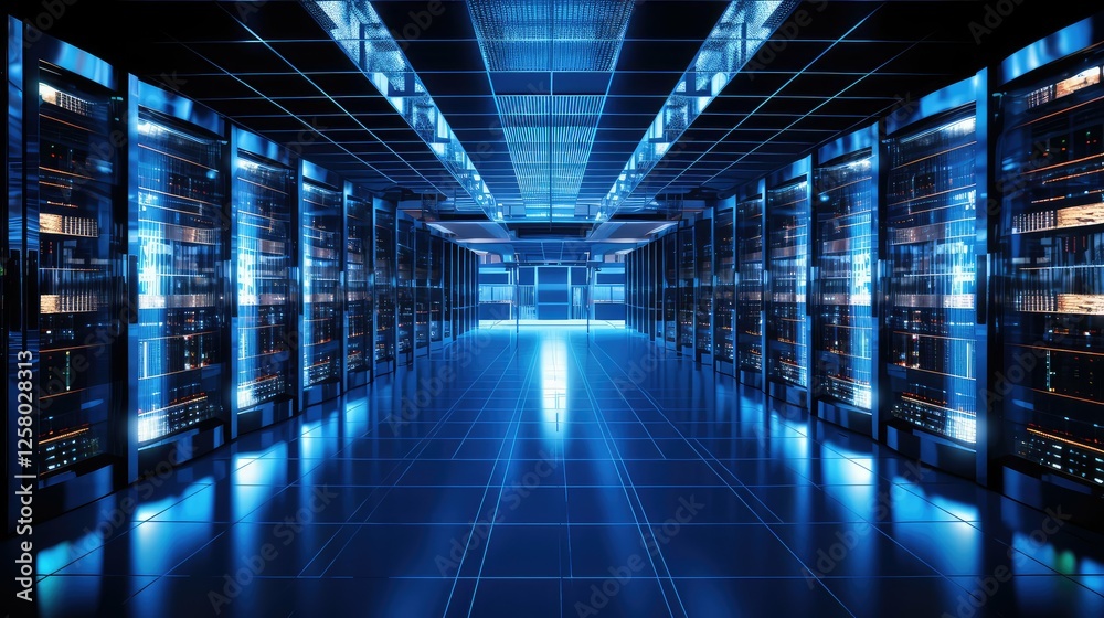 servers data center with computer monitor servers data center with computer monitor