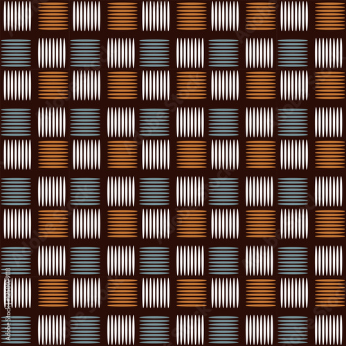 The hand drawn pattern used in ethnic background, simple style. and textiles on dark brown Background, vector illustration, Abstract semless pattern with 