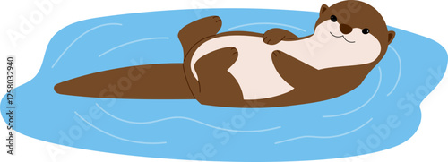 cute otter floating in the water illustration