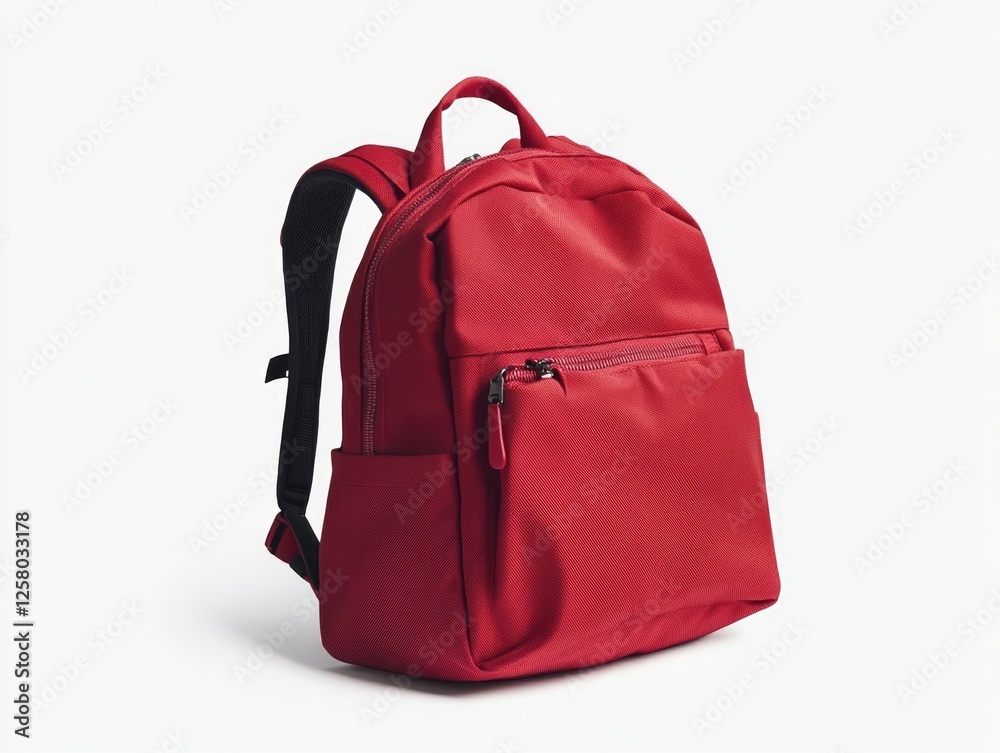 A sturdy red backpack with multiple compartments for organization. A sturdy red backpack with multiple compartments for organization.