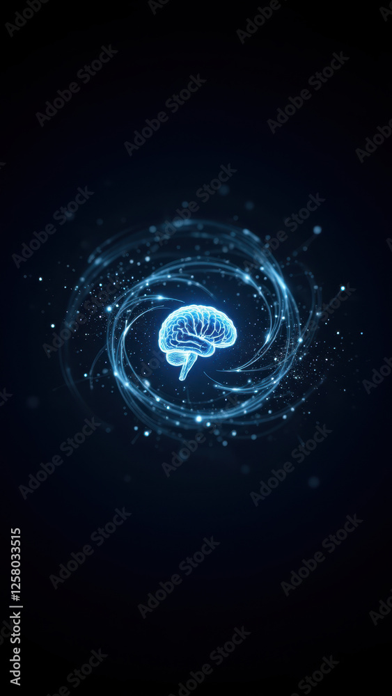 AI Brain Illustration with Nebula Elements AI Brain Illustration with Nebula Elements