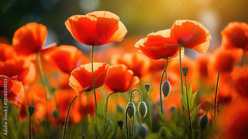 Fototapeta premium breeze red orange flowers