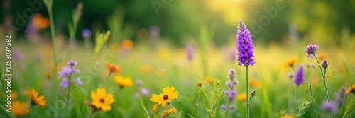 Tufted vetch in a field with other wildflowers and foliage, wildflower, flowers, nature photo