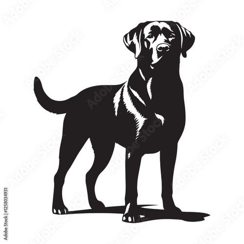 Well-defined Labrador Retriever silhouette capturing the breed’s character - Labrador Retriever illustration - minimal Labrador Retriever vector - dog silhouette

