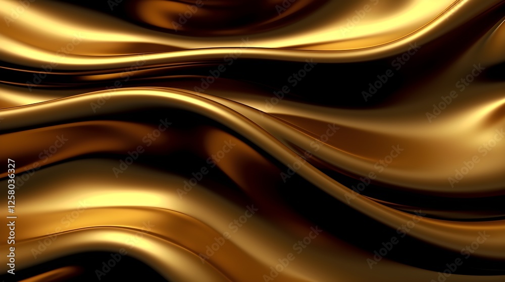 Obraz premium Luxurious Golden Fabric Drape Elegant Smooth Waves Abstract Background Texture