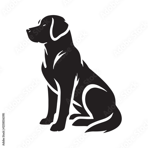 Labrador Retriever silhouette showcasing an energetic and friendly stance - Labrador Retriever illustration - minimal Labrador Retriever vector - dog silhouette
