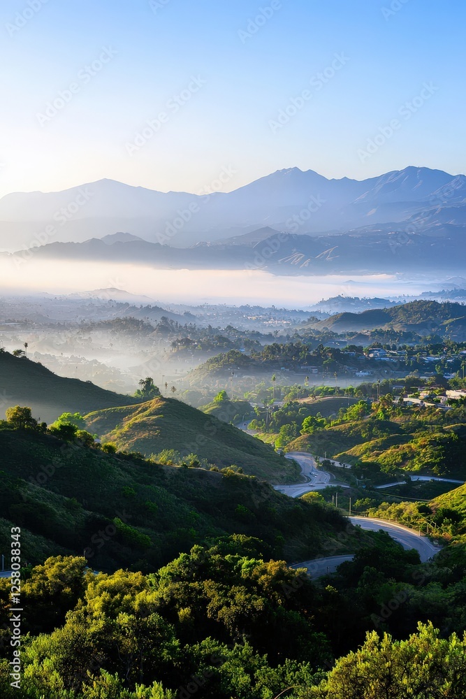 Obraz premium A scenic mountain view obstructed by smog drifting from urban areas.