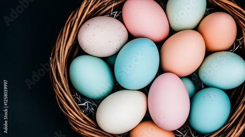 Wallpaper Mural Colorful Easter Eggs in Wicker Basket Celebration of Spring Season Holiday Traditions and Festive Time Torontodigital.ca