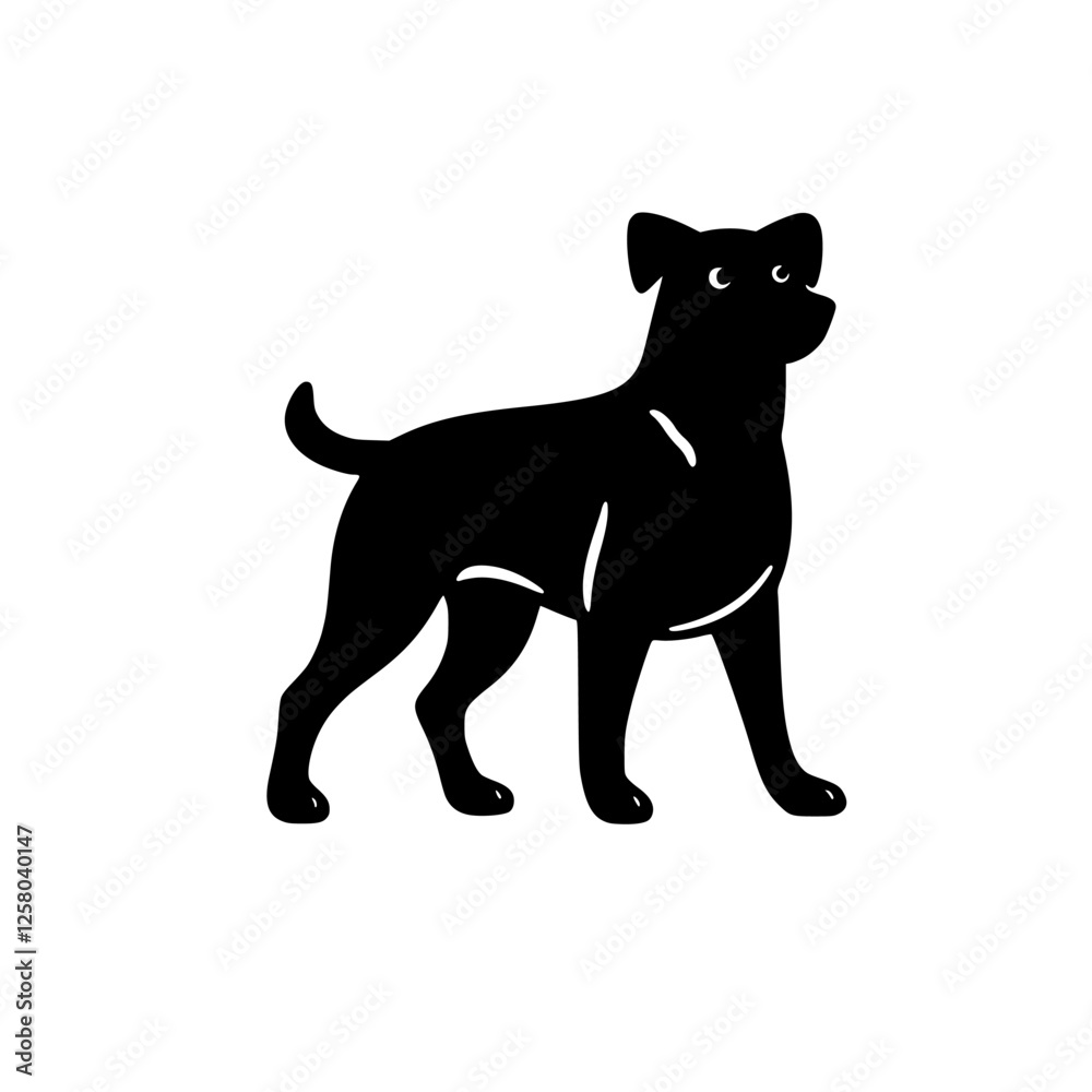 Obraz premium Black silhouette of a dog against a white backdrop, showing a dog in a pose.