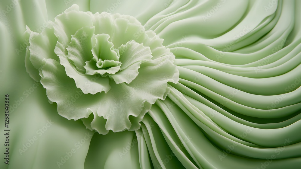 Obraz premium Elegant Pastel Green Fabric with Flower Detail