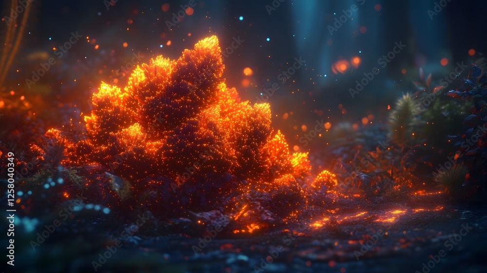 Glowing Ember Plants Fantasy Forest Scene Glowing Ember Plants Fantasy Forest Scene