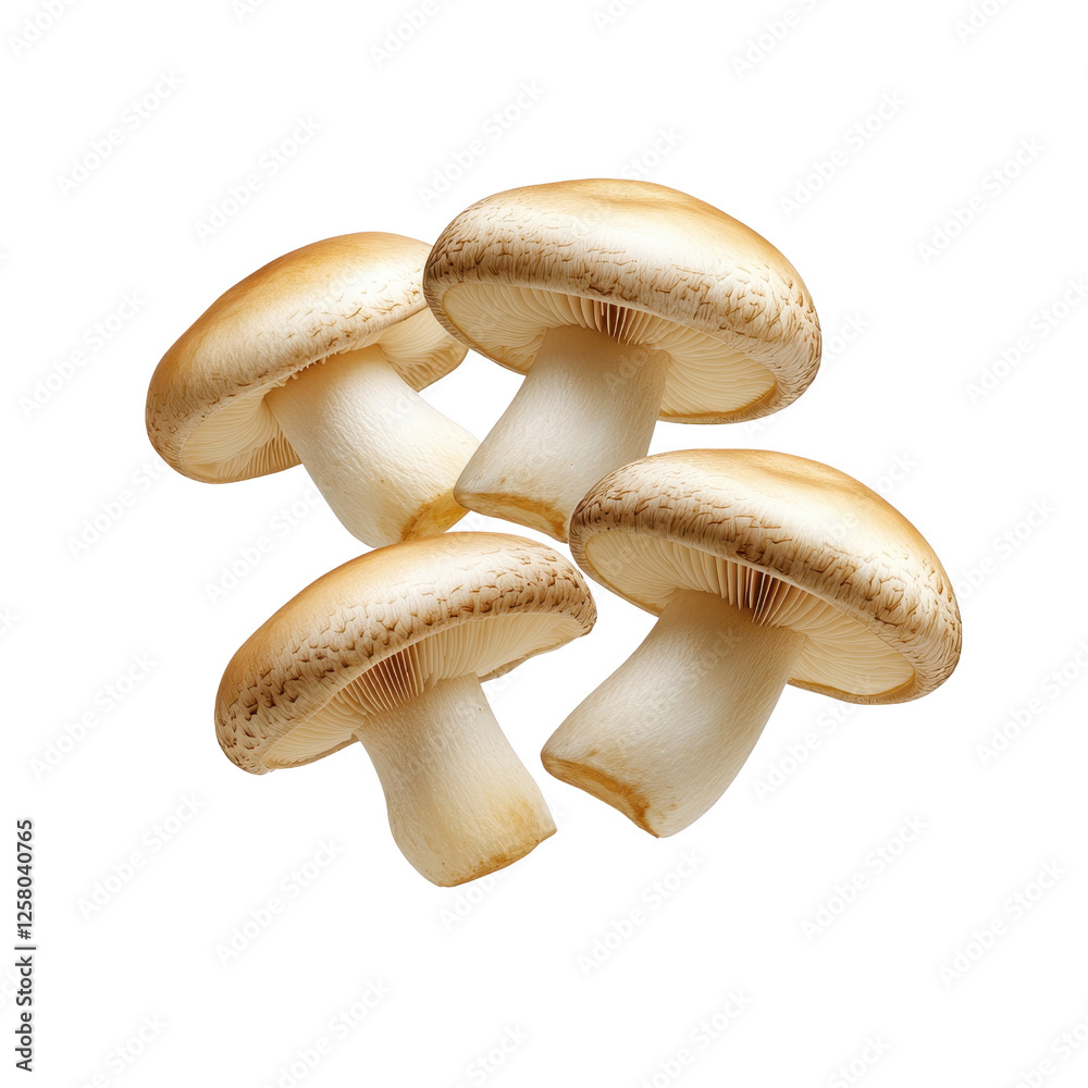 Fresh white mushrooms on a white isolated background. Fresh white mushrooms on a white isolated background.