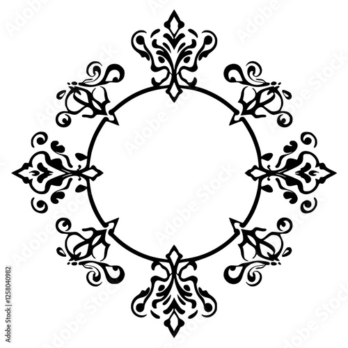 Ornamented Circular Frame with black and white color