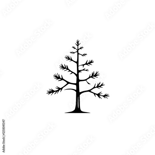 Silhouette of a stylized tree with spiky branch detail, black against white background.