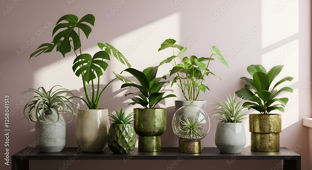 Fototapeta premium Creative Plant Arrangement on a Shelf
